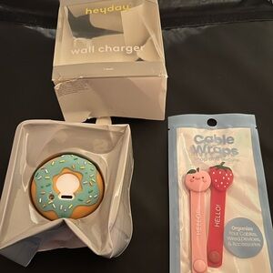 NWT Heyday USB C Port Wall Charger/ 2 pack Cable Wraps